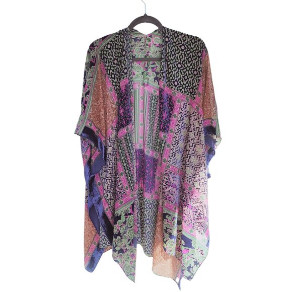 Colorful Patchwork Kimono Cardigan Beach coverup - Picture 1 of 3
